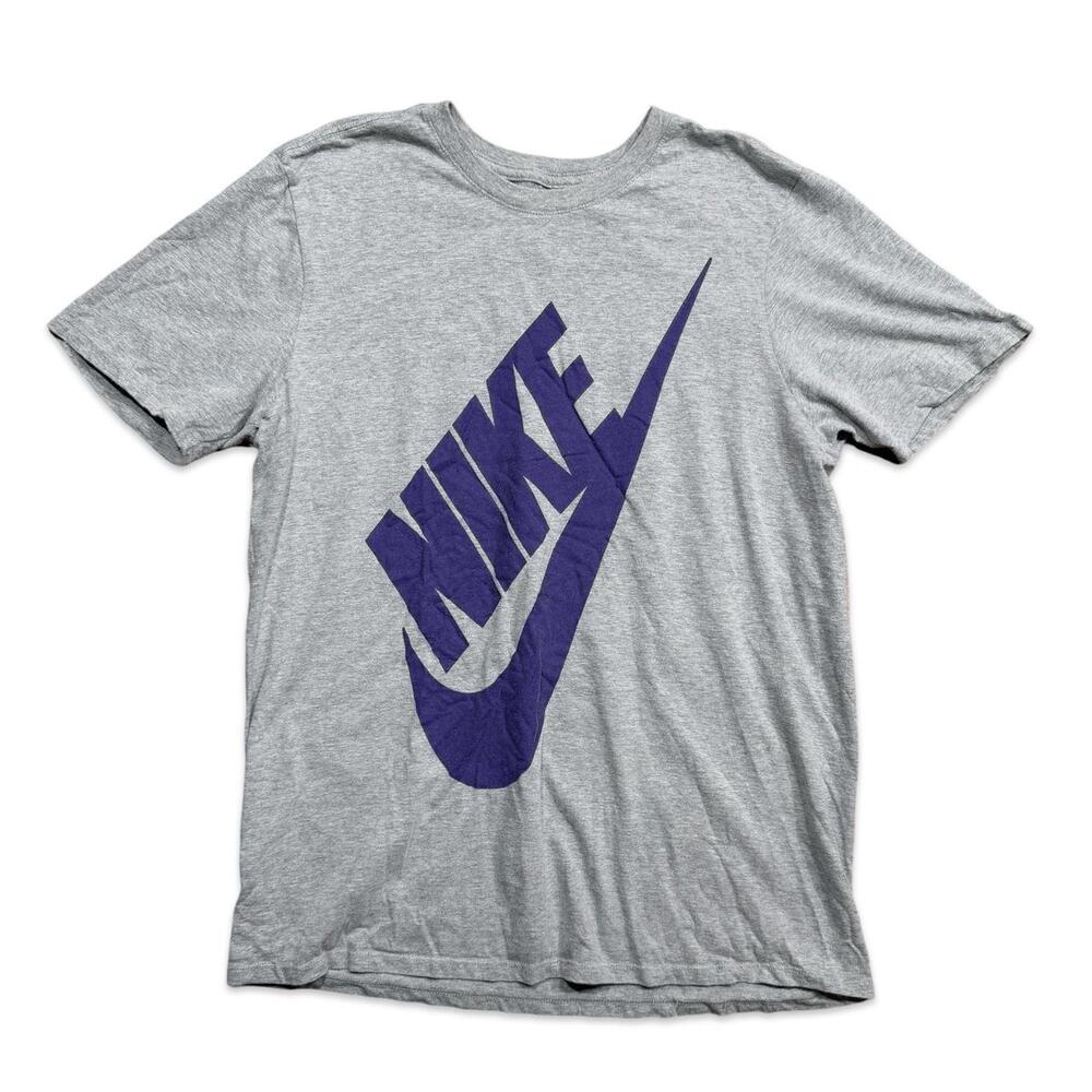 Nike Y2K purple and grey logo tee